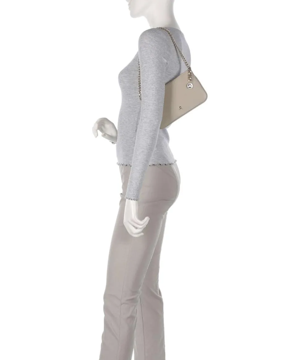 Fashion Schultertasche genarbtes Rindsleder grau