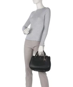 Fedora Handtasche Lederimitat schwarz