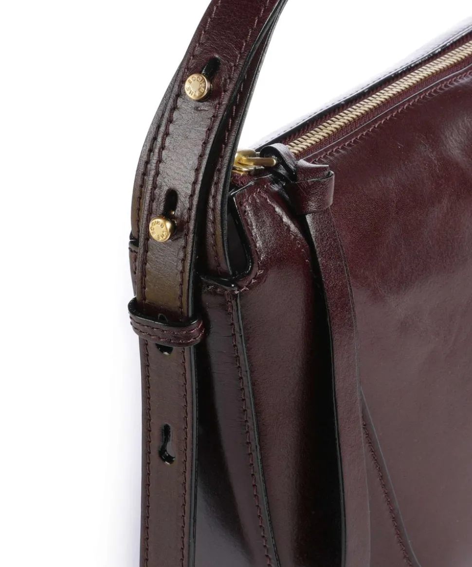 Fedora Umhängetasche fein genarbtes Rindsleder rotbraun