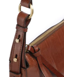 Fedora Umhängetasche fein genarbtes Rindsleder braun