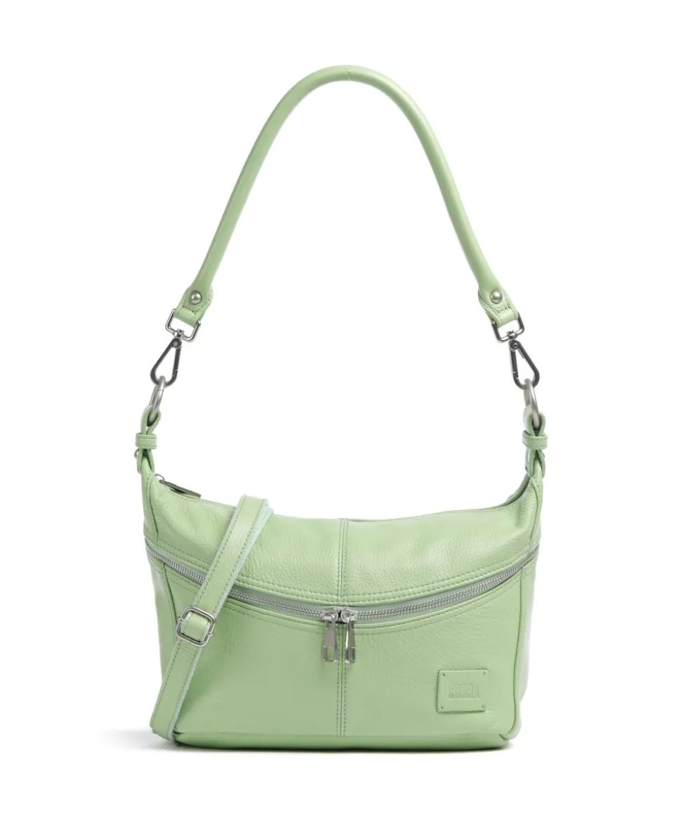 Feeling Good Schultertasche genarbtes Leder hellgrün