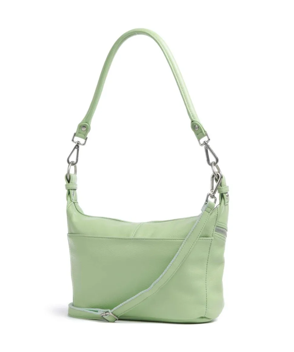 Feeling Good Schultertasche genarbtes Leder hellgrün