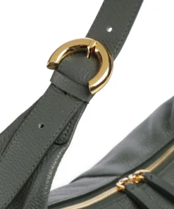 Fernanda Beuteltasche genarbtes Rindsleder dunkelgrün