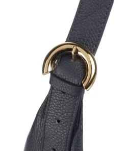 Fernanda Beuteltasche genarbtes Leder dunkelblau