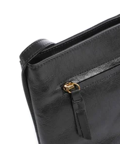 Fine Florence Umhängetasche fein genarbtes Leder schwarz