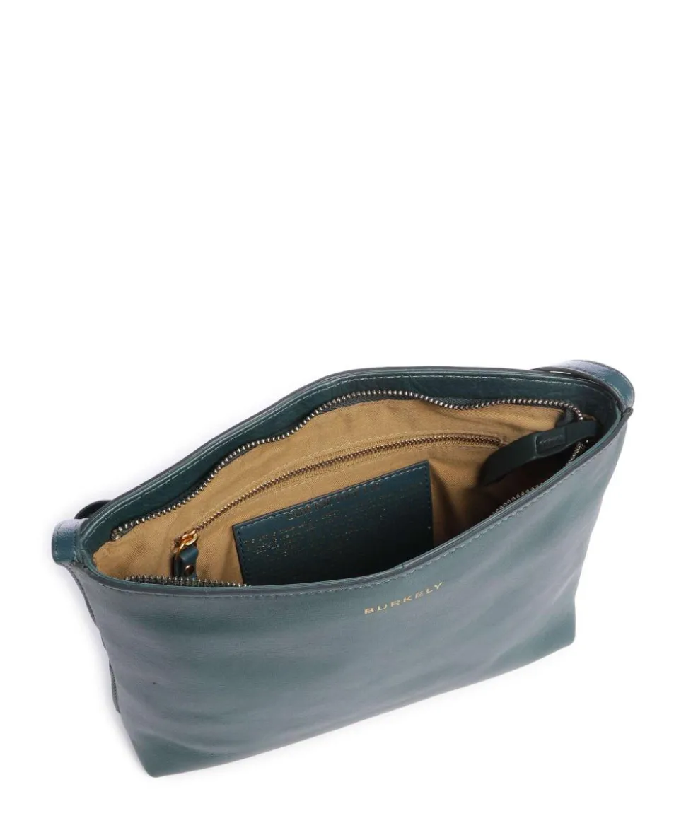 Fine Florence Umhängetasche fein genarbtes Leder petrol