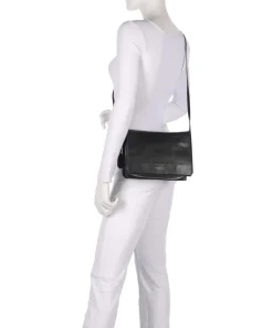 Fine Florence Umhängetasche genarbtes Leder schwarz