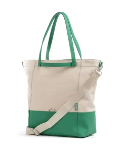 Fiorella FI200 Shopper Lederimitat, Canvas beige/grün