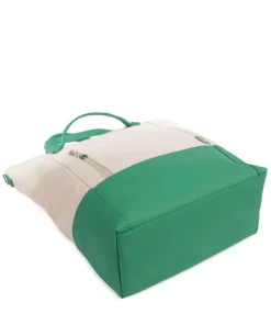 Fiorella FI200 Shopper Lederimitat, Canvas beige/grün