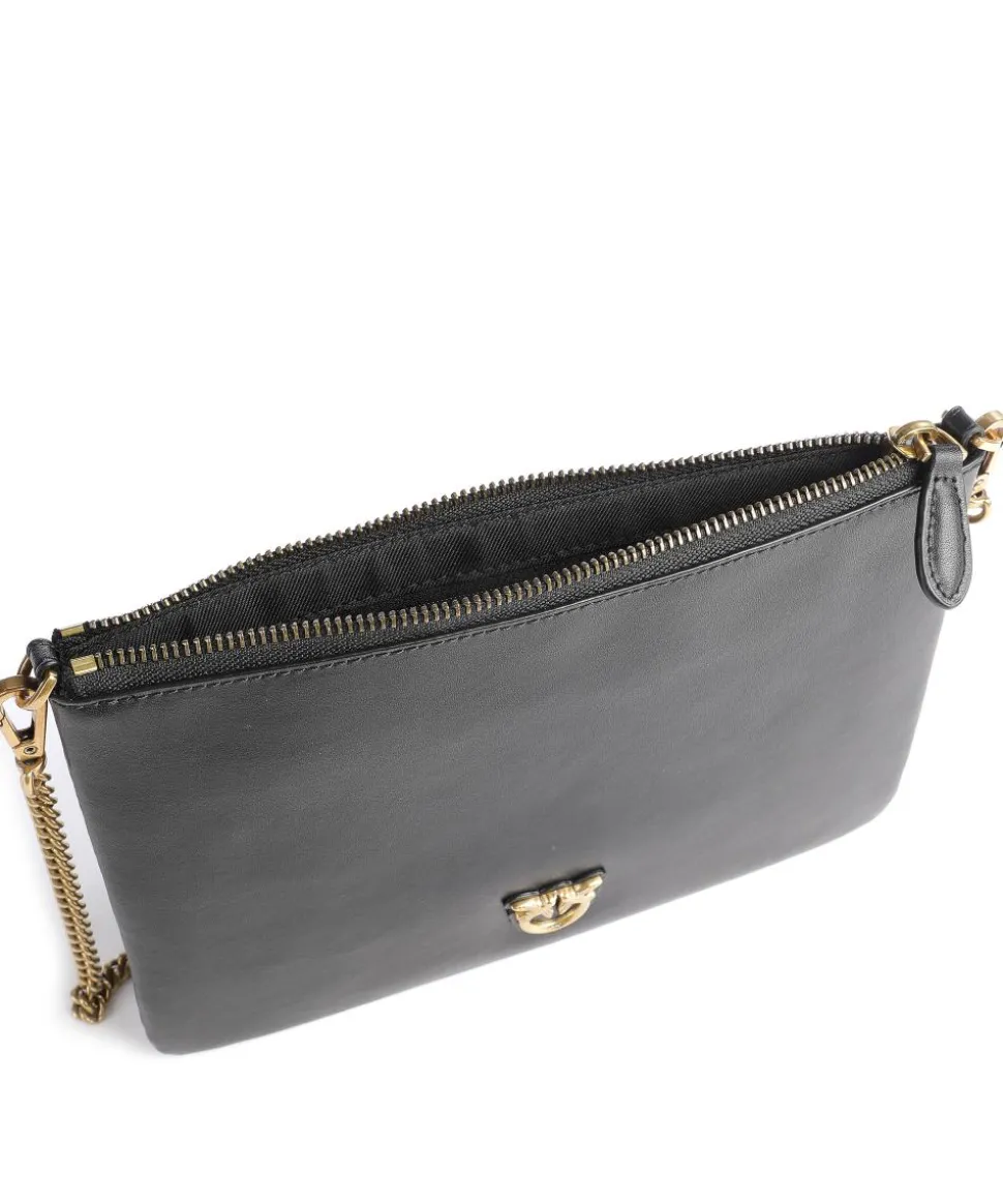 Flat Classic Umhängetasche fein genarbtes Rindsleder schwarz