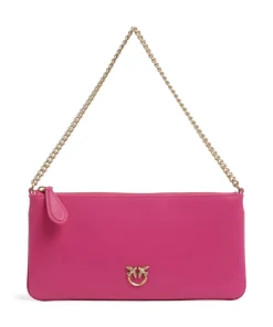 Flat Horizontal Schultertasche fein genarbtes Rindsleder pink