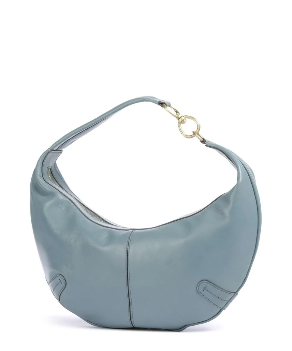 Flavia Schultertasche Rindsleder hellblau