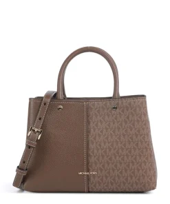 Flora Medium Handtasche Lederimitat dunkelbraun