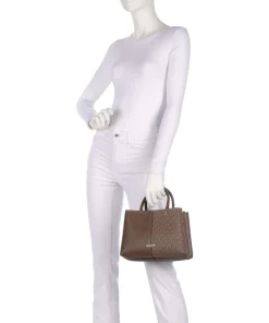 Flora Medium Handtasche Lederimitat dunkelbraun