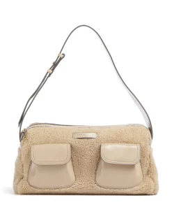 Flora Wow Schultertasche Fell, fein genarbtes Rindsleder beige