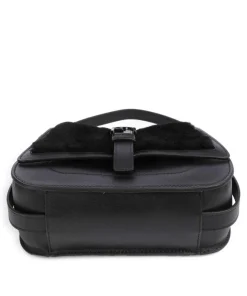 Flow Mini Handtasche fein genarbtes Leder schwarz