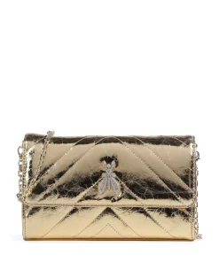 Fly Quilted Metallic Umhängetasche genarbtes Leder gold