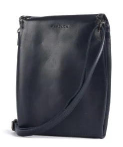 Fold Umhängetasche glattes Rindsleder dunkelblau