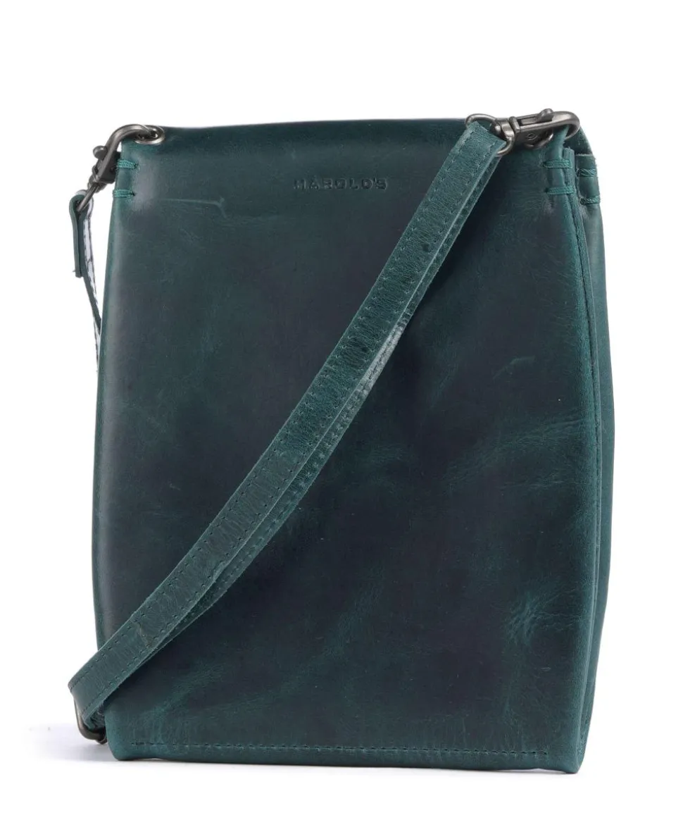 Fold Umhängetasche glattes Rindsleder petrol