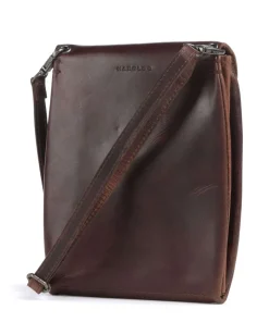 Fold Umhängetasche glattes Rindsleder dunkelbraun