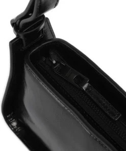 Franzis Lack Distressed S Schultertasche Leder schwarz