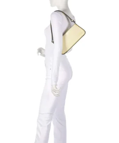 Franzis Lack Distressed S Schultertasche Leder vanillegelb