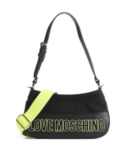 Free-Time Schultertasche Baumwolle, Lederimitat schwarz