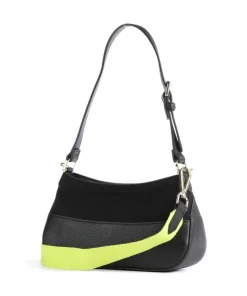 Free-Time Schultertasche Baumwolle, Lederimitat schwarz