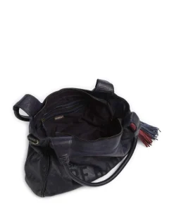 Glücksbrücke 3 Schultertasche genarbtes Rindsleder navy