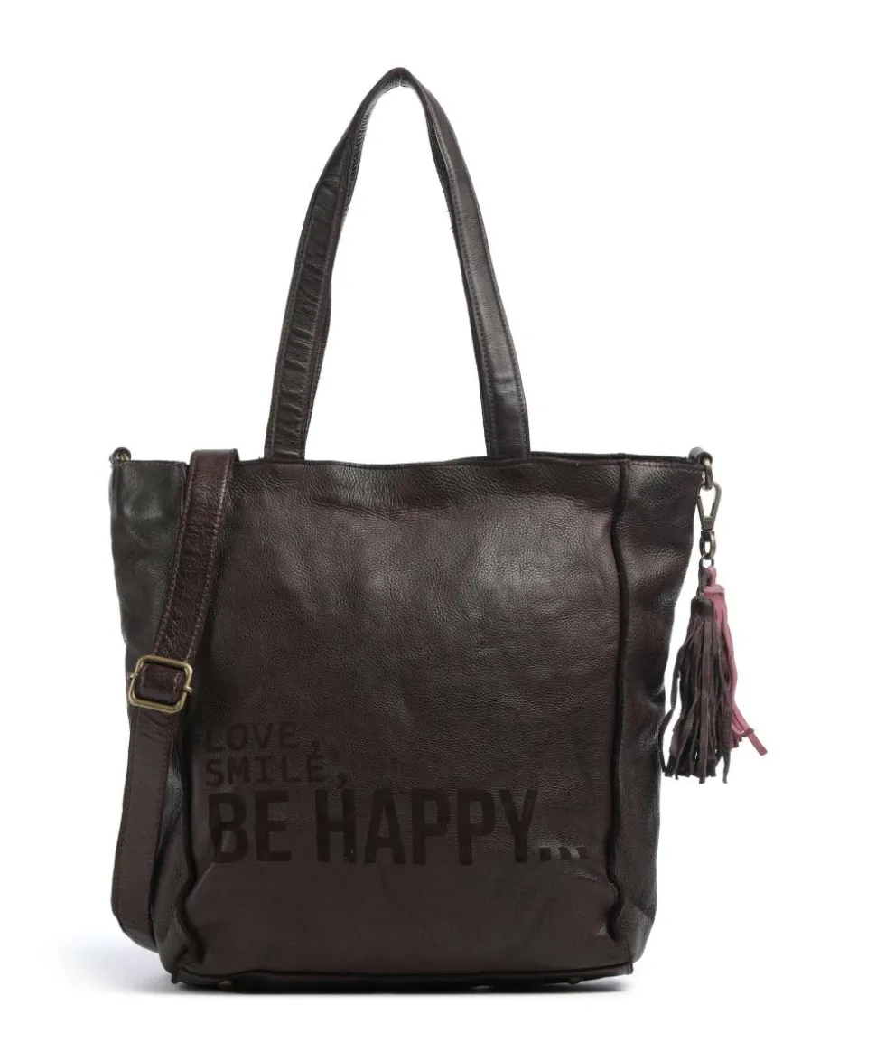 Glücksbrücke 2 Shopper genarbtes Rindsleder mahagoni