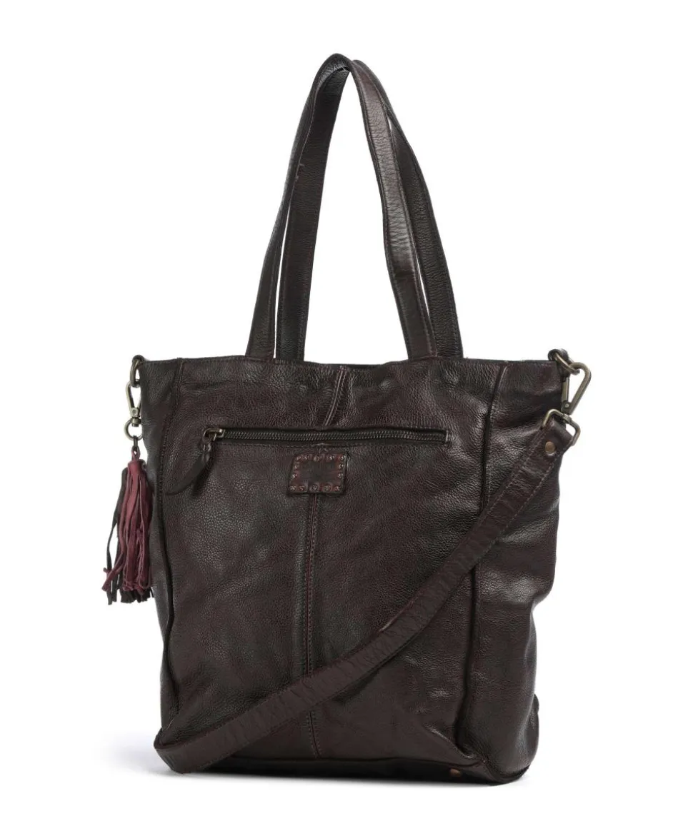 Glücksbrücke 2 Shopper genarbtes Rindsleder mahagoni