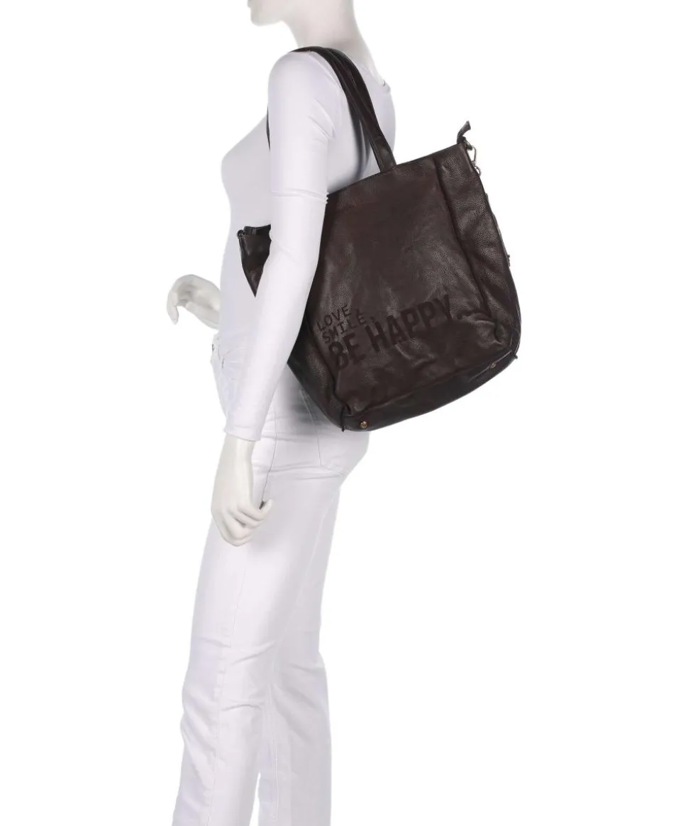 Glücksbrücke 2 Shopper genarbtes Rindsleder mahagoni