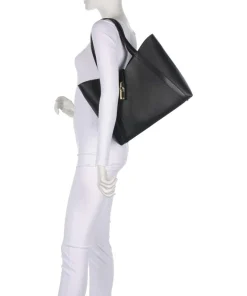 Goccia L Shopper genarbtes Leder schwarz