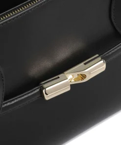 Goccia M Schultertasche fein genarbtes Kalbsleder schwarz