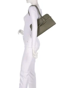 Goccia M Schultertasche fein genarbtes Kalbsleder khaki