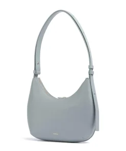 Goccia S Schultertasche genarbtes Kalbsleder blaugrau