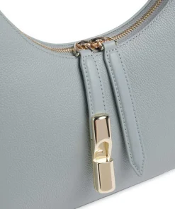 Goccia S Schultertasche genarbtes Kalbsleder blaugrau