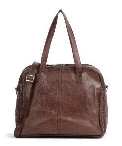 Golden Chic Schultertasche genarbtes Leder braun