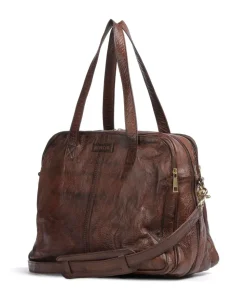 Golden Chic Schultertasche genarbtes Leder braun