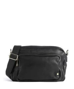 Golden Chic Umhängetasche fein genarbtes Leder schwarz