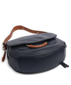 Gondola Stella medium Schultertasche genarbtes Leder dunkelblau