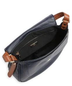 Gondola Stella medium Schultertasche genarbtes Leder dunkelblau