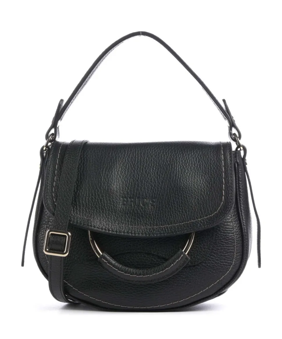 Gondola Stella mini Schultertasche genarbtes Leder schwarz