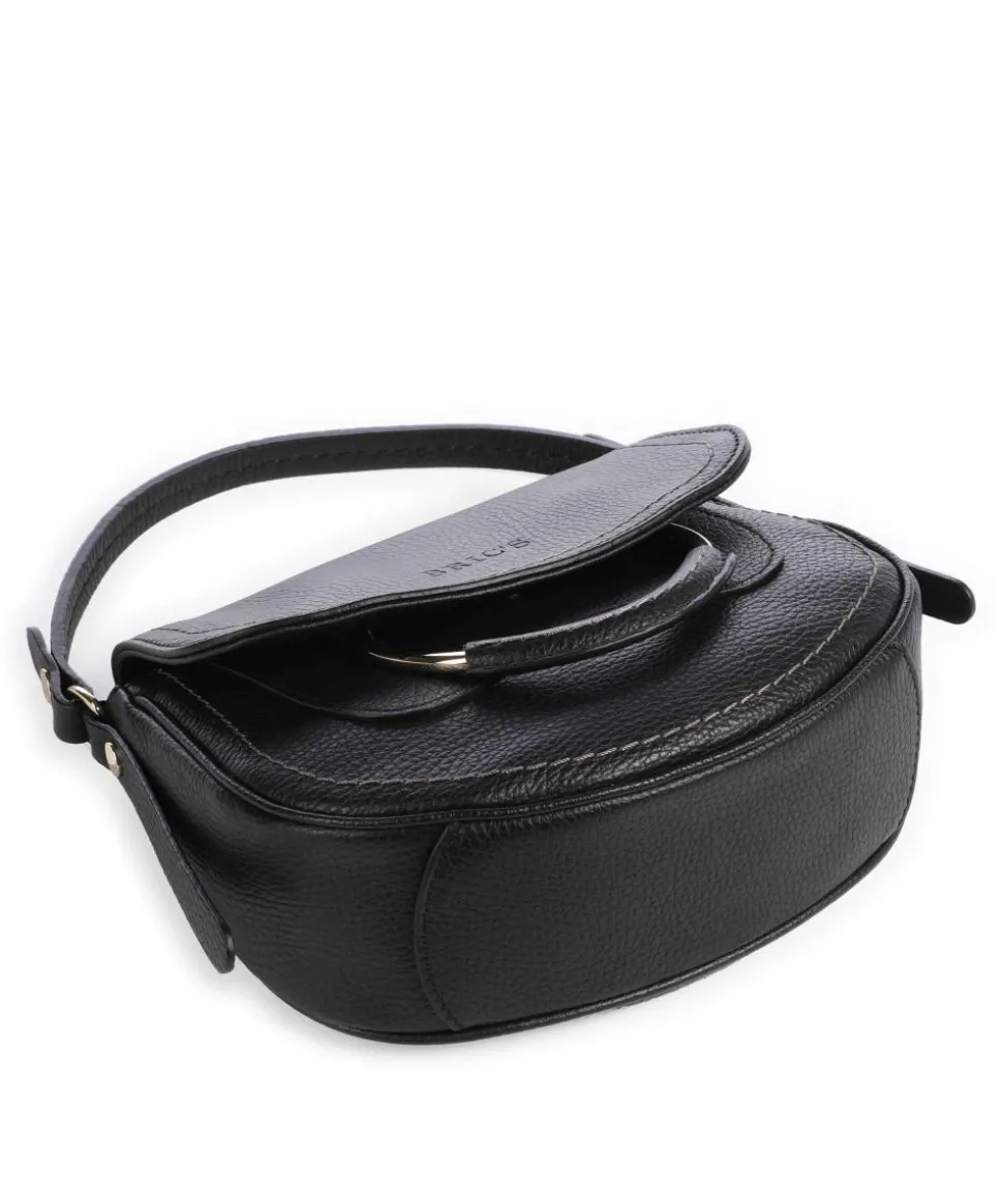 Gondola Stella mini Schultertasche genarbtes Leder schwarz