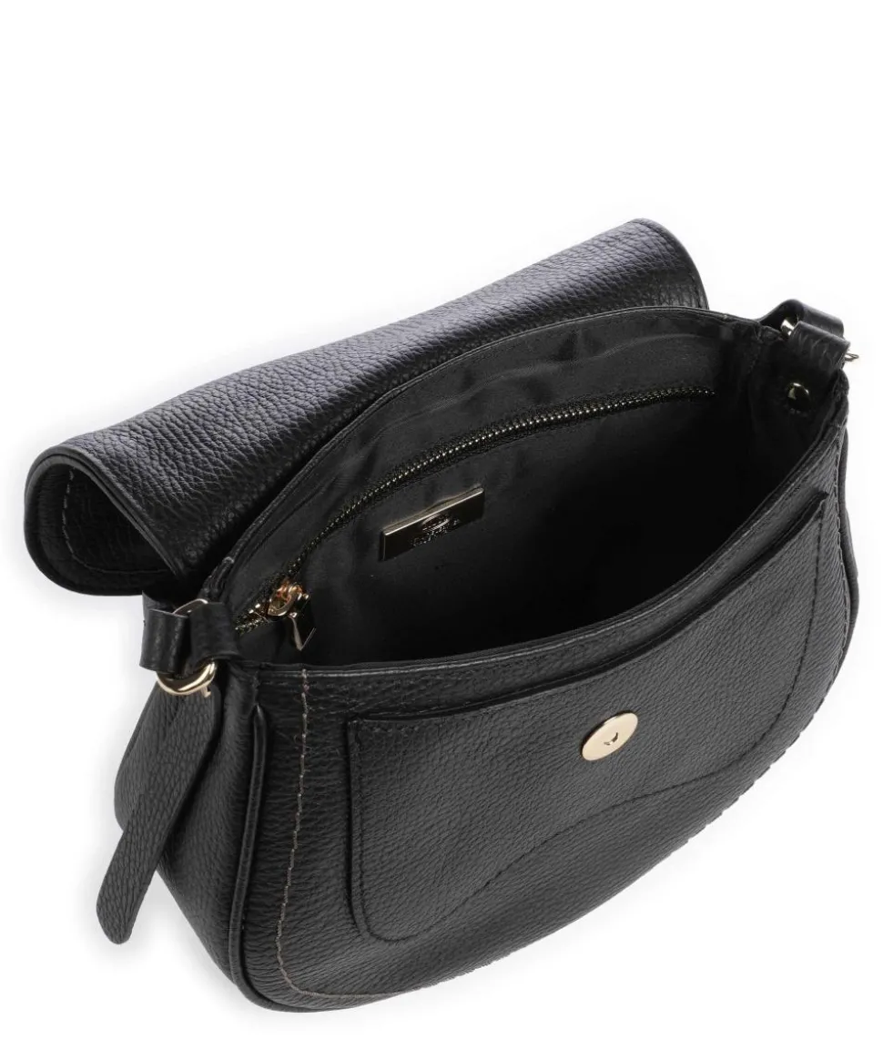 Gondola Stella mini Schultertasche genarbtes Leder schwarz