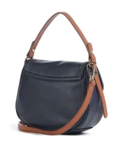 Gondola Stella mini Schultertasche genarbtes Leder dunkelblau