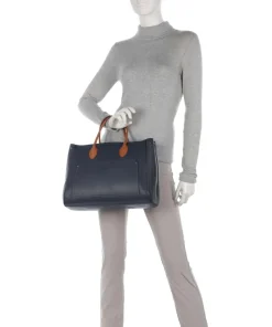 Gondola Tulipano Handtasche genarbtes Leder dunkelblau