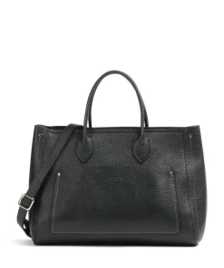 Gondola Tulipano Handtasche genarbtes Leder schwarz