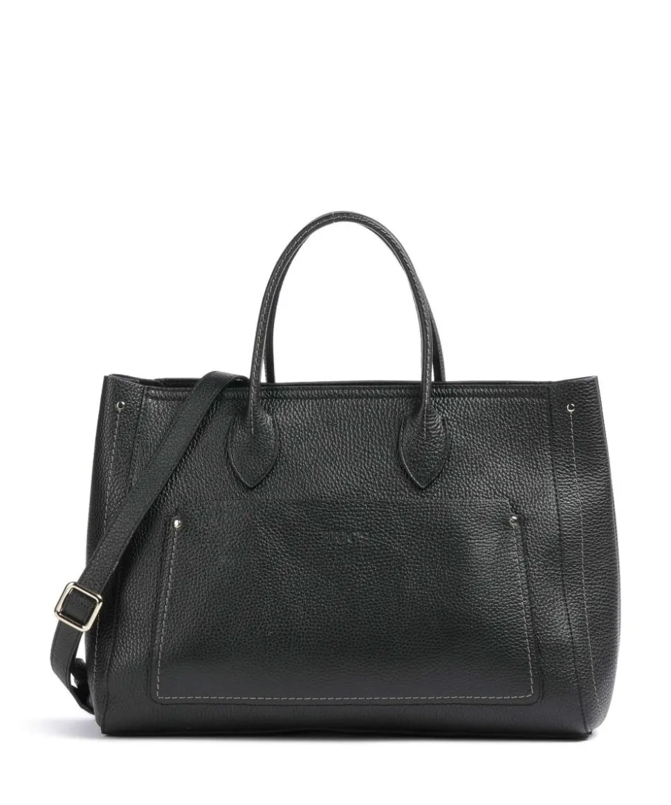 Gondola Tulipano Handtasche genarbtes Leder schwarz