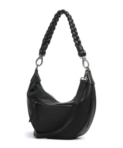 Good Vibes Only Beuteltasche genarbtes Leder schwarz